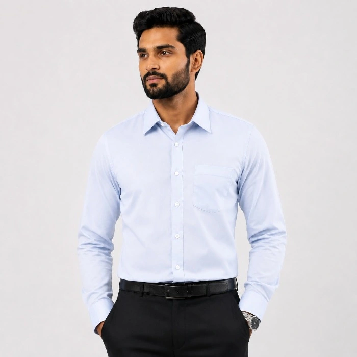 Signature Men S Formal Light Blue Long Sleeve Shirt